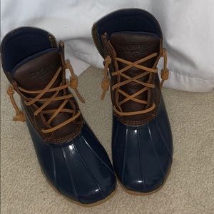 Brown and Navy Duck Boots